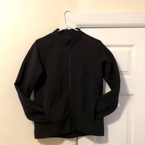 lululemon black bomber jacket — spacer fabric